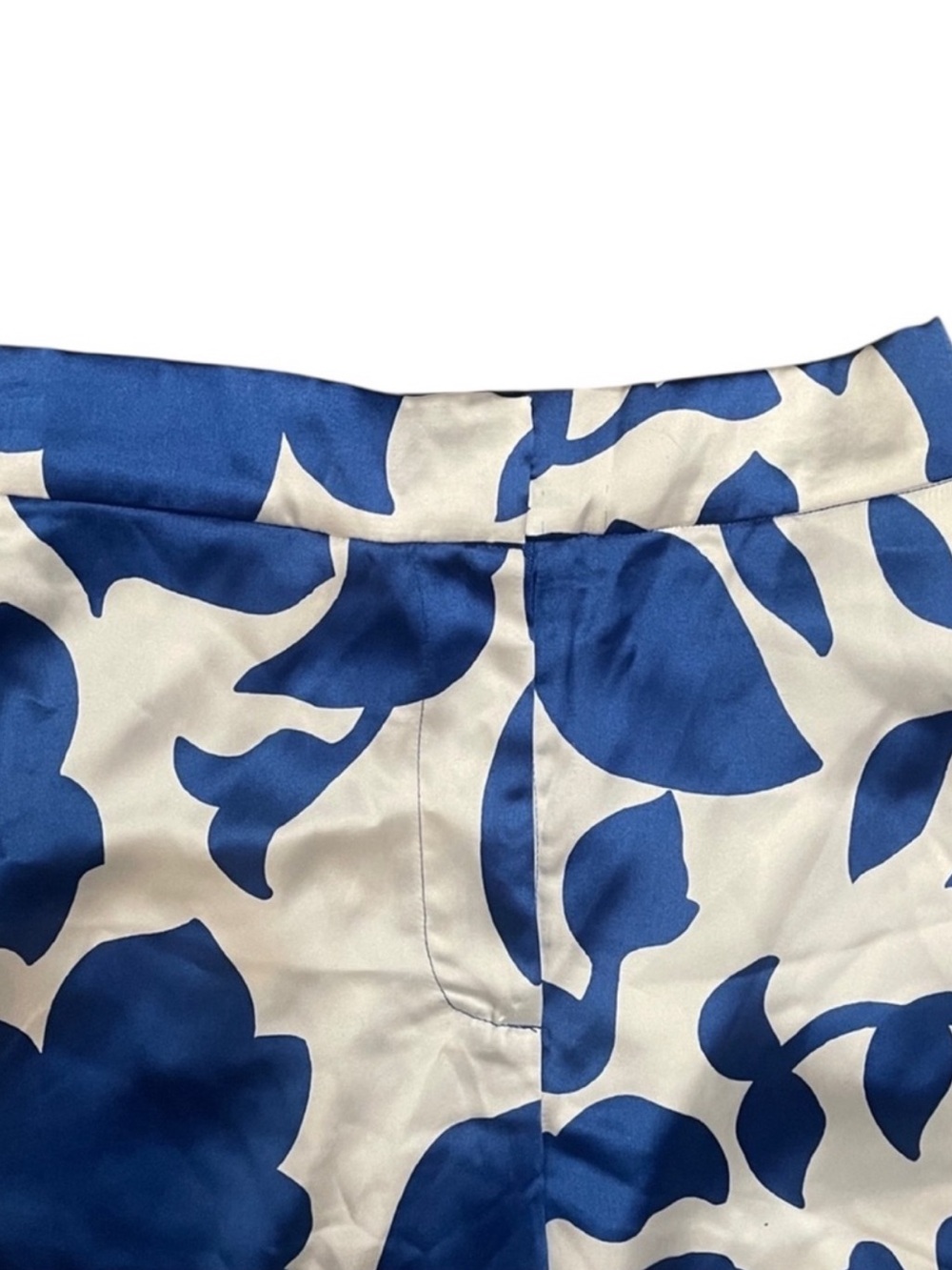 House of Harlow Blue White Wide Leg Satin Trouser Pants Size Large High Rise - Picture 4 of 7